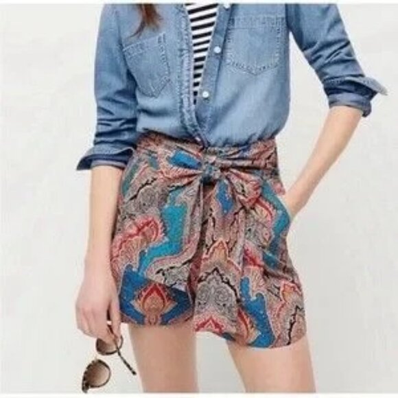 J. Crew Shorts Skort Size 6 Ratti Mediterranean Blue Multi Paisley Like New - Picture 1 of 7